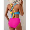 imageB2prity Bikini Sets for Women Two Piece Swimsuit High Waisted Color Block Bathing Suit Tie Back SwimwearBlue Yellow Pink