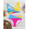 imageB2prity Bikini Sets for Women Two Piece Swimsuit High Waisted Color Block Bathing Suit Tie Back SwimwearBlue Yellow Pink