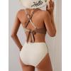 imageB2prity Bikini Sets for Women Two Piece Swimsuit High Waisted Color Block Bathing Suit Tie Back SwimwearBrown Color Block