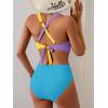 imageB2prity Bikini Sets for Women Two Piece Swimsuit High Waisted Color Block Bathing Suit Tie Back SwimwearPurple Yellow Blue