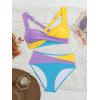 imageB2prity Bikini Sets for Women Two Piece Swimsuit High Waisted Color Block Bathing Suit Tie Back SwimwearPurple Yellow Blue