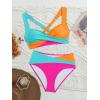 imageB2prity Bikini Sets for Women Two Piece Swimsuit High Waisted Color Block Bathing Suit Tie Back SwimwearTeal Orange Pink