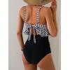 imageB2prity Womens One Piece Swimsuit Tummy Control Ruffled Bathing Suit V Neck Cutout Swim Suit Tie Back SwimwearBlack White Plaid
