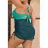 imageB2prity Womens Plus Size One Piece Swimdress Swimsuit Tummy Control Slimming Swim Dress Mesh Drawstring Skirted Bathing SuitGreen  Dark Green