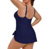 imageB2prity One Piece Swim Dress Plus Size Tummy Control Swimsuits for Women V Neck Wrap Swimdress Skirt Bathing SuitNavy Blue