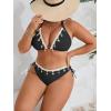 imageB2prity Plus Size Bikini Sets for Women Halter Triangle Two Piece Swimsuit V Neck Tie Back Bathing Suit Shell SwimwearBlack