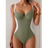 imageB2prity Bathing Suit for Women Slimming Push Up One Piece Swimsuit Lace Up Back Color Block SwimwearArmy Green  White
