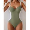 imageB2prity Bathing Suit for Women Slimming Push Up One Piece Swimsuit Lace Up Back Color Block SwimwearArmy Green  White