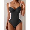 imageB2prity Bathing Suit for Women Slimming Push Up One Piece Swimsuit Lace Up Back Color Block SwimwearBlack  White
