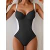 imageB2prity Bathing Suit for Women Slimming Push Up One Piece Swimsuit Lace Up Back Color Block SwimwearBlack  White