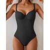 imageB2prity Bathing Suit for Women Slimming Push Up One Piece Swimsuit Lace Up Back Color Block SwimwearBlack