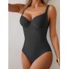 imageB2prity Bathing Suit for Women Slimming Push Up One Piece Swimsuit Lace Up Back Color Block SwimwearBlack