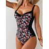 imageB2prity Bathing Suit for Women Slimming Push Up One Piece Swimsuit Lace Up Back Color Block SwimwearColorful Flowers
