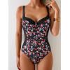 imageB2prity Bathing Suit for Women Slimming Push Up One Piece Swimsuit Lace Up Back Color Block SwimwearColorful Flowers