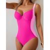 imageB2prity Bathing Suit for Women Slimming Push Up One Piece Swimsuit Lace Up Back Color Block SwimwearHot Pink  Pink
