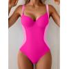imageB2prity Bathing Suit for Women Slimming Push Up One Piece Swimsuit Lace Up Back Color Block SwimwearHot Pink  Pink