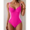 imageB2prity Bathing Suit for Women Slimming Push Up One Piece Swimsuit Lace Up Back Color Block SwimwearHot Pink  Pink