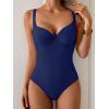 imageB2prity Bathing Suit for Women Slimming Push Up One Piece Swimsuit Lace Up Back Color Block SwimwearNavy Blue