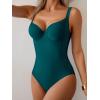 imageB2prity Bathing Suit for Women Slimming Push Up One Piece Swimsuit Lace Up Back Color Block SwimwearPeacock Green