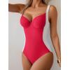 imageB2prity Bathing Suit for Women Slimming Push Up One Piece Swimsuit Lace Up Back Color Block SwimwearRed  White
