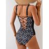 imageB2prity Bathing Suit for Women Slimming Push Up One Piece Swimsuit Lace Up Back Color Block SwimwearWhite Dots