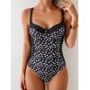 imageB2prity Bathing Suit for Women Slimming Push Up One Piece Swimsuit Lace Up Back Color Block SwimwearWhite Dots