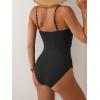 imageB2prity One Piece Swimsuit for Women Tummy Control Swimsuit Ruched Slimming Bathing Suit Spaghetti Straps Swim SuitsBlack