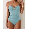 imageB2prity One Piece Swimsuit for Women Tummy Control Swimsuit Ruched Slimming Bathing Suit Spaghetti Straps Swim SuitsBlue