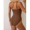 imageB2prity One Piece Swimsuit for Women Tummy Control Swimsuit Ruched Slimming Bathing Suit Spaghetti Straps Swim SuitsBrown