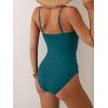 imageB2prity One Piece Swimsuit for Women Tummy Control Swimsuit Ruched Slimming Bathing Suit Spaghetti Straps Swim SuitsPeacock Blue