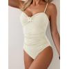 imageB2prity One Piece Swimsuit for Women Tummy Control Swimsuit Ruched Slimming Bathing Suit Spaghetti Straps Swim SuitsWhite
