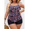 imageB2prity Women Plus Size Tankini Swimsuits Tummy Control Two Piece Bathing Suit Ruffled Flounce Swimwear with ShortsColorful Floral