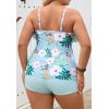 imageB2prity Women Plus Size Tankini Swimsuits Tummy Control Two Piece Bathing Suit Ruffled Flounce Swimwear with ShortsLight Green Floral