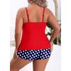 imageB2prity Women Plus Size Tankini Swimsuits Tummy Control Two Piece Bathing Suit Ruffled Flounce Swimwear with ShortsRed white Dots