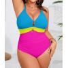 imageB2prity Womens Plus Size One Piece Swimsuit Tummy Control Slimming Bathing Suit V Neck Swimwear Ruched Swim SuitBlue  Yellow  Hot Pink