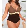 imageB2prity Womens Plus Size One Piece Swimsuit Tummy Control Slimming Bathing Suit V Neck Swimwear Ruched Swim SuitBrown  Beige  Coffee