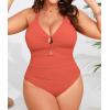 imageB2prity Womens Plus Size One Piece Swimsuit Tummy Control Slimming Bathing Suit V Neck Swimwear Ruched Swim SuitPeach Pink