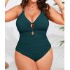 imageB2prity Womens Plus Size One Piece Swimsuit Tummy Control Slimming Bathing Suit V Neck Swimwear Ruched Swim SuitPeacock Green