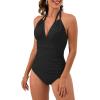 imageB2prity Womens Slimming One Piece Swimsuits Tummy Control Bathing Suit Halter Swimwear for Big Busted Curvy WomanAblack