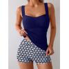 imageB2prity Womens Tankini Swimsuit Tummy Control Ruched Two Piece Bathing Suit Push Up Modest Swim Suits with Shorts