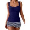 imageB2prity Womens Tankini Swimsuit Tummy Control Ruched Two Piece Bathing Suit Push Up Modest Swim Suits with Shorts