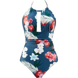 imageB2prity Womens Slimming One Piece Swimsuits Tummy Control Bathing Suit Halter Swimwear for Big Busted Curvy WomanA14