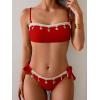 imageB2prity Bikini Sets for Women Two Piece Swimsuit Push Up Tie Back Bathing Suit Bandeau Top Shell SwimwearRed