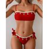 imageB2prity Bikini Sets for Women Two Piece Swimsuit Push Up Tie Back Bathing Suit Bandeau Top Shell SwimwearRed