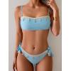 imageB2prity Bikini Sets for Women Two Piece Swimsuit Push Up Tie Back Bathing Suit Bandeau Top Shell SwimwearSky Blue