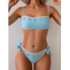 imageB2prity Bikini Sets for Women Two Piece Swimsuit Push Up Tie Back Bathing Suit Bandeau Top Shell SwimwearSky Blue