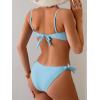 imageB2prity Bikini Sets for Women Two Piece Swimsuit Push Up Tie Back Bathing Suit Bandeau Top Shell SwimwearSky Blue