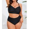 imageB2prity Womens Bikini Sets Plus Size Tummy Control Swimsuit High Waisted Two Piece Bathing Suit Ruched SwimwearBlack