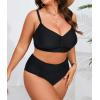 imageB2prity Womens Bikini Sets Plus Size Tummy Control Swimsuit High Waisted Two Piece Bathing Suit Ruched SwimwearBlack