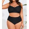 imageB2prity Womens Bikini Sets Plus Size Tummy Control Swimsuit High Waisted Two Piece Bathing Suit Ruched SwimwearBlack